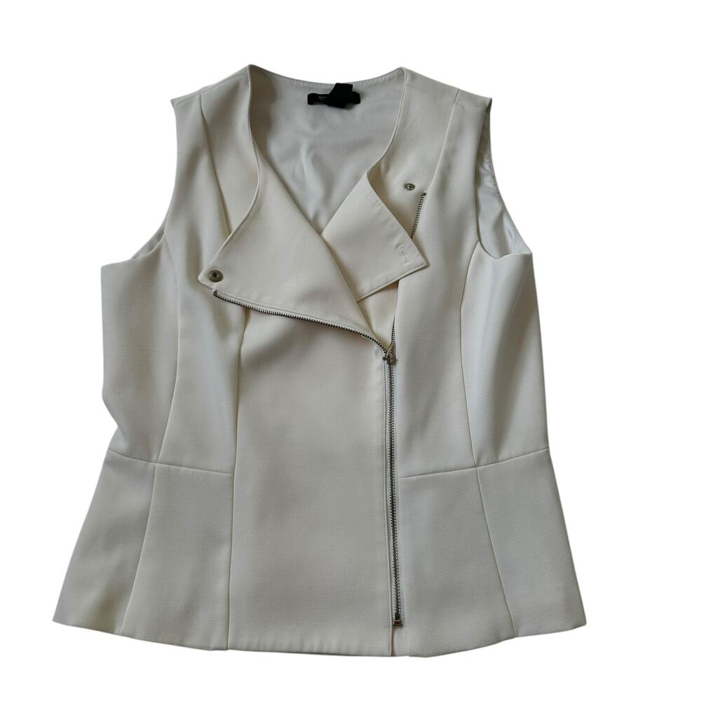 White House Black Market Ivory Lined Vest Blazer Women Size 8 | 43-30 - Picture 3 of 7